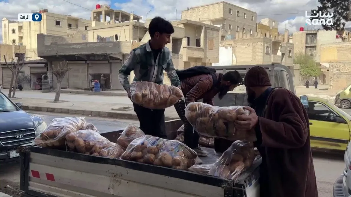 توزيع سِلَل غذائية للعائلات المحتاجة بأحياء مدينة الرقة