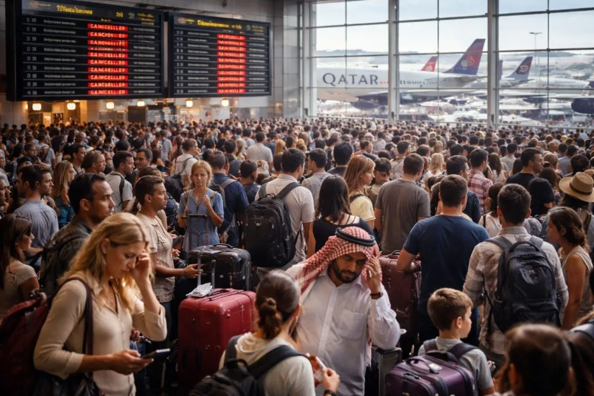 فوضى كبيرة بالمطارات: القطرية لغت مئات الرحلات وعملت تأخيرات بدمشق ودبي وغيرها