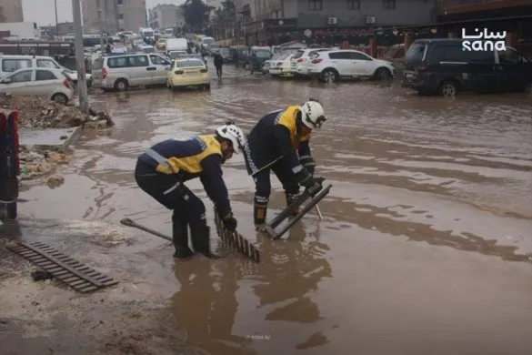 الدفاع المدني السوري تحرك بسرعة لمواجهة آثار المنخفض الجوي بالمحافظات