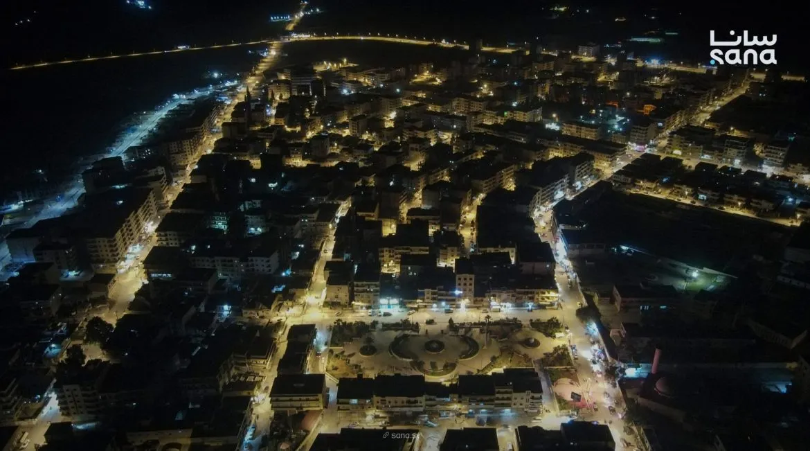 صور بالليل من السما لمدينة عفرين بريف حلب الشمالي